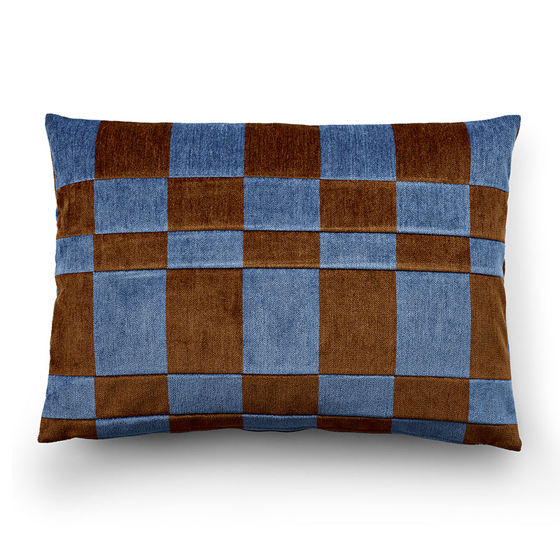 Luna cushion in brown and blue