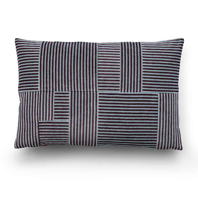 Mist cushion in burgundy and blue