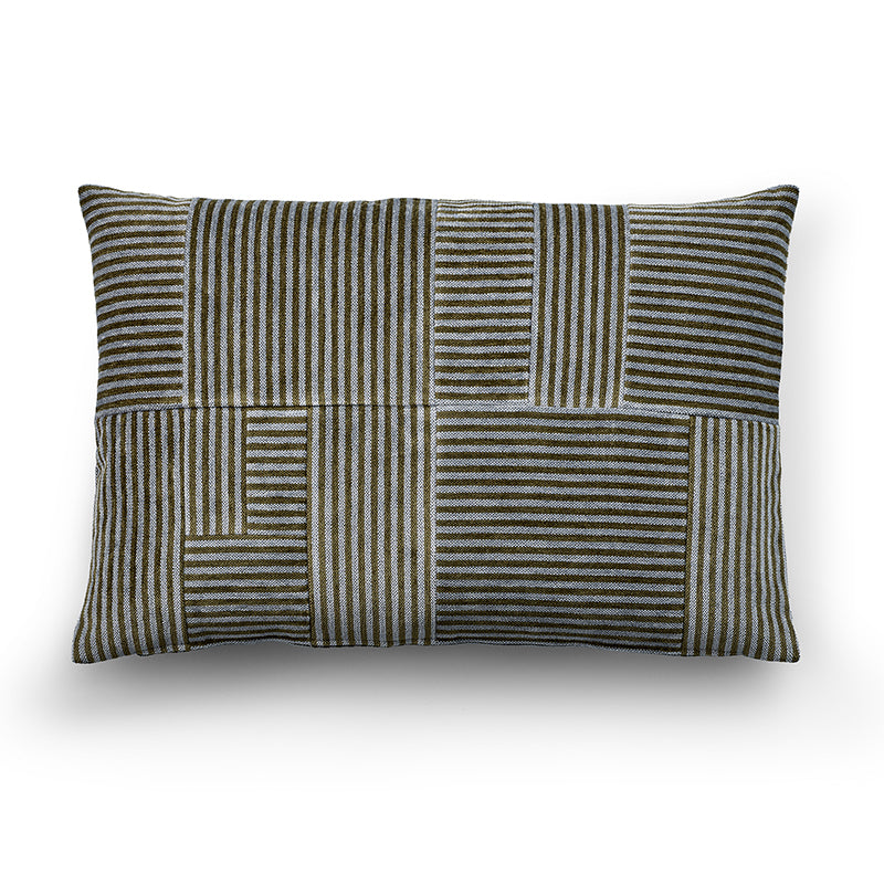 Mist cushion in brown and light blue