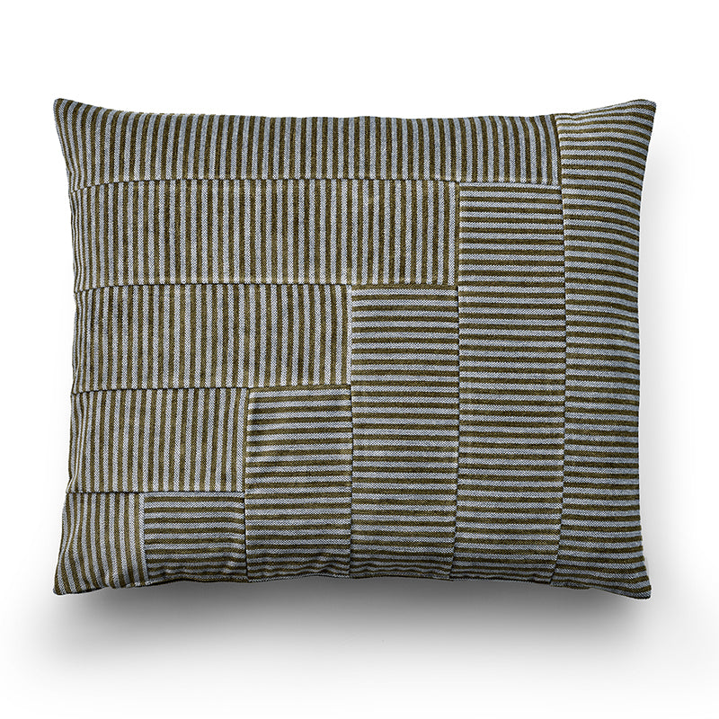Zephyr cushion in brown and light blue