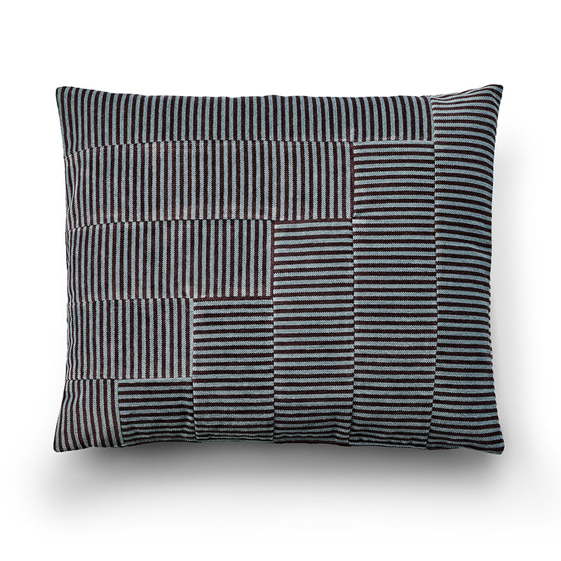 Zephyr cushion in burgundy and blue