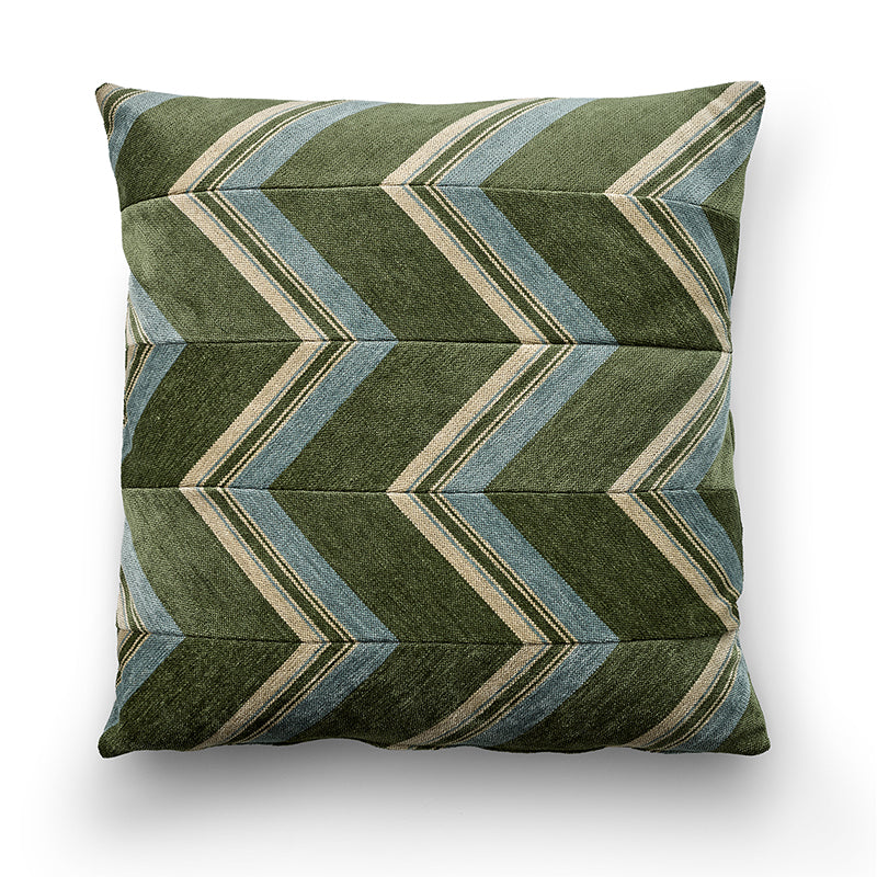 Blaze green, beige, and blue cushion