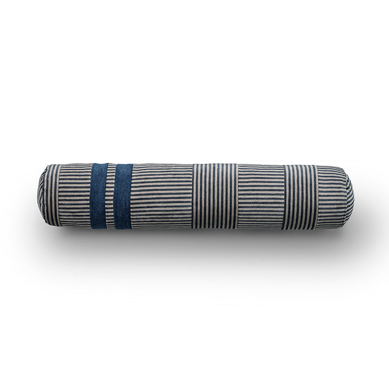 Gale cylindrical cushion in navy and white