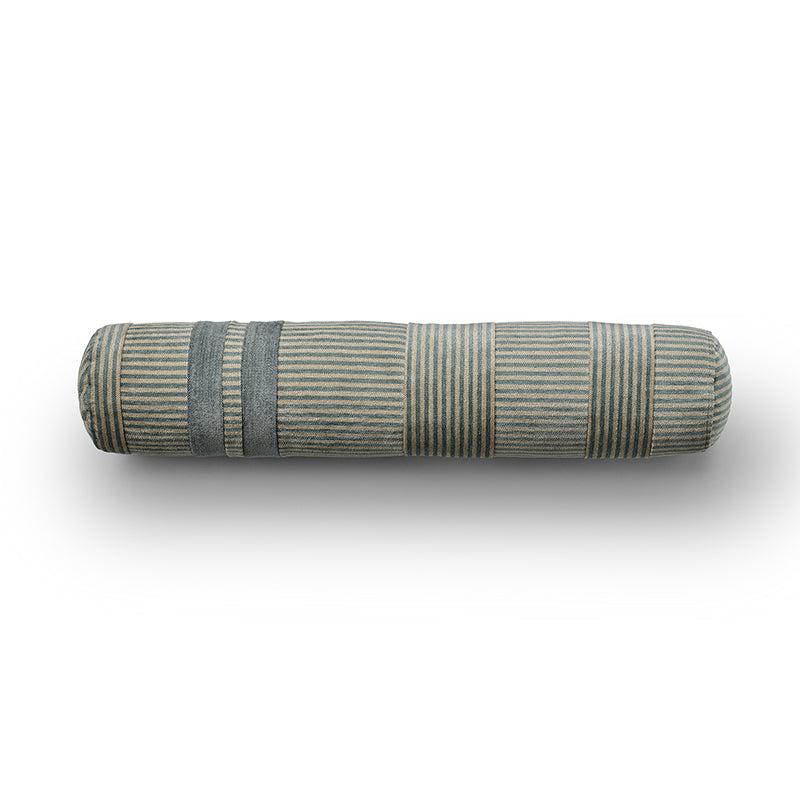 Gale cylindrical cushion in green and beige