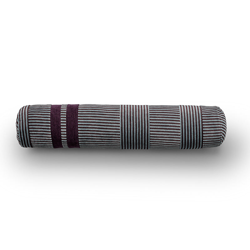 Gale cylindrical cushion in burgundy and blue
