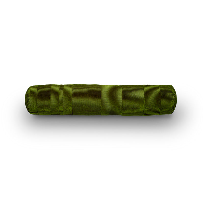 Meadow cylindrical cushion in olive green