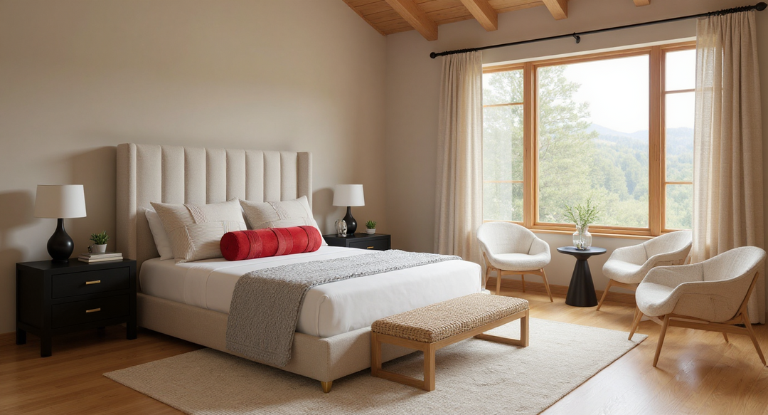 Eilersen Mist and Meadow on a king-sized bed.